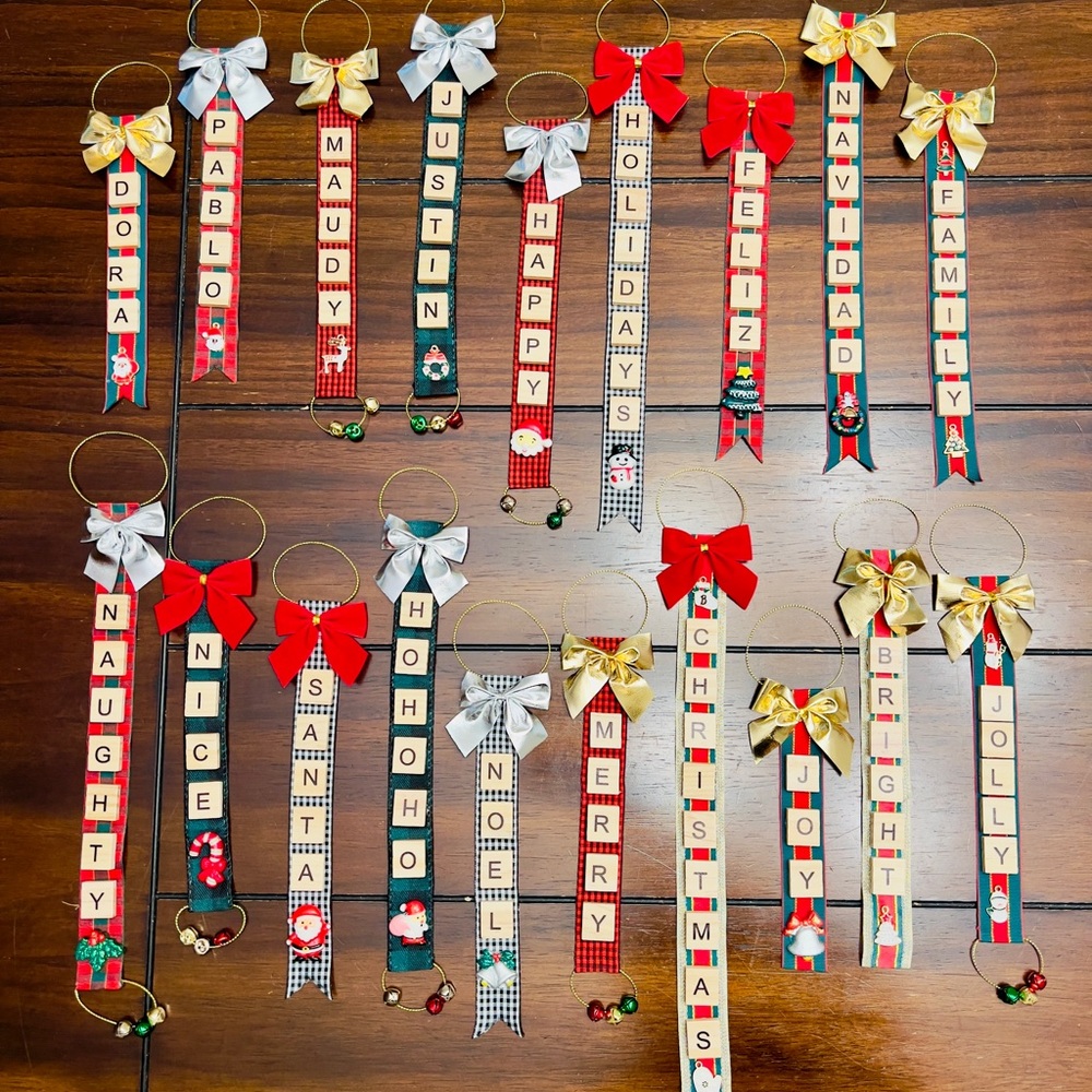 Handmade Scrabble Tile Christmas Ornament – Custom Holiday Word Décor